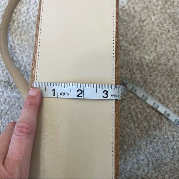 Fossil vintage tan leather woven basketweave shoulder bag structured - Picture 10 of 13